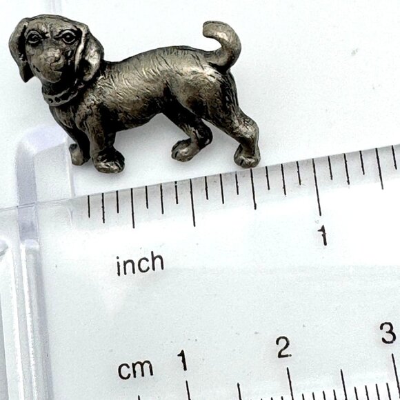 Pewter Dog Tie Pin Brooch With Collar Detail & Secure Clutch Back Vintage - Picture 3 of 6